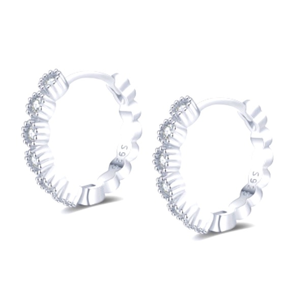 NEW 925 SILVER DIAMOND EARRINGS - Picture 4 of 6